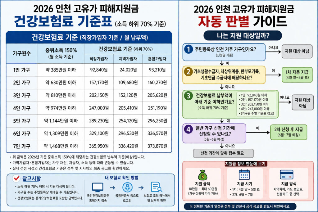 2026 인천 고유가 피해지원금 신청 방법 대상 기준 지급일 언제 신청일